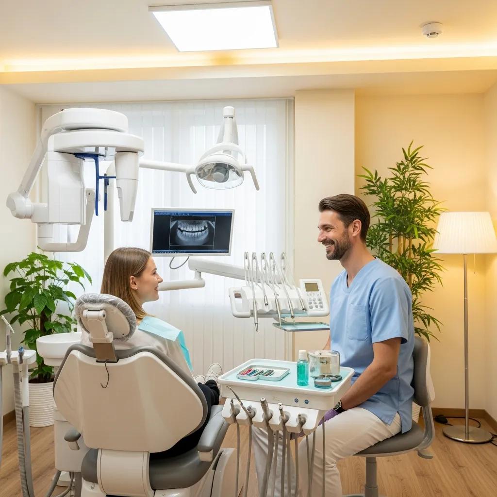 Affordable dental care in a welcoming clinic environment with a dentist and patient interaction