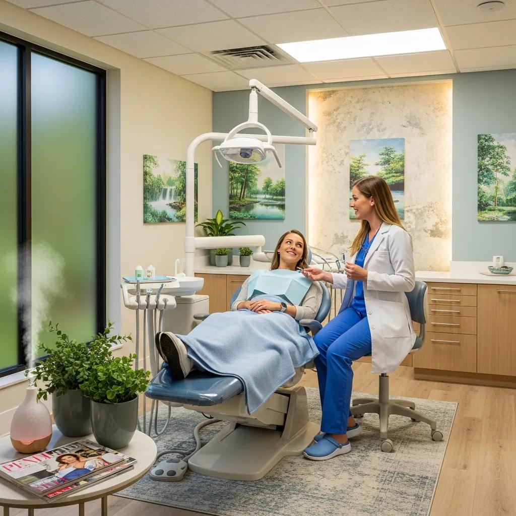 Comfortable dental office environment aimed at reducing patient anxiety during cosmetic procedures