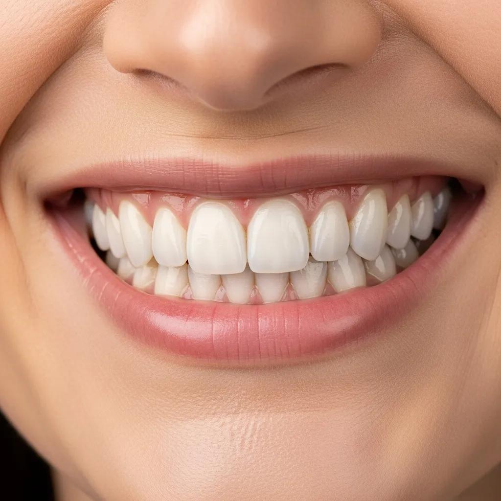 Patient smiling with porcelain veneers, demonstrating a successful cosmetic dental transformation