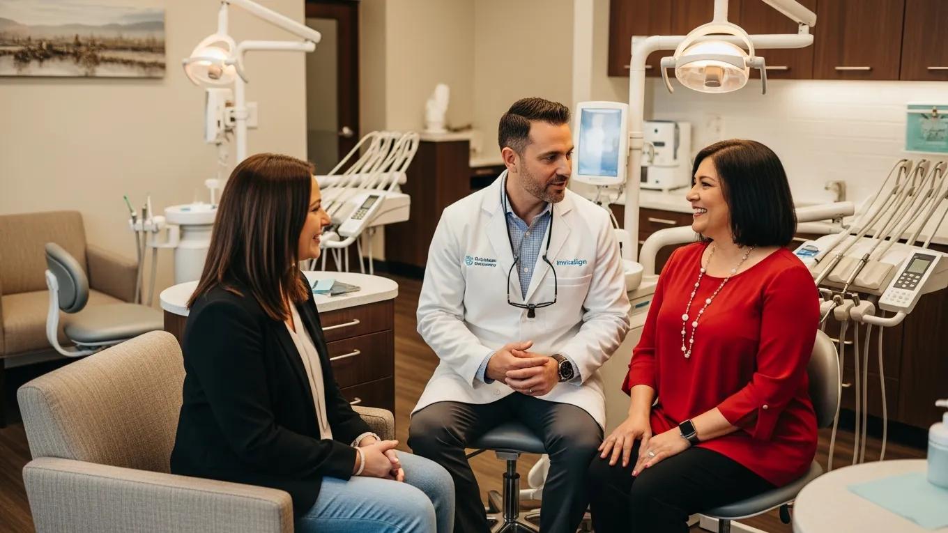 Close-up of a clear Invisalign aligner showcasing its transparency and modern design