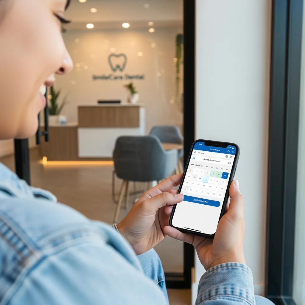 Person booking an emergency dental appointment on a smartphone